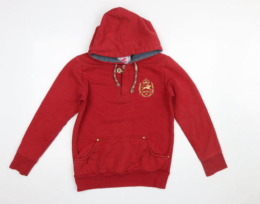 Womens UK Size XS Tottie Red Henley Hoodie