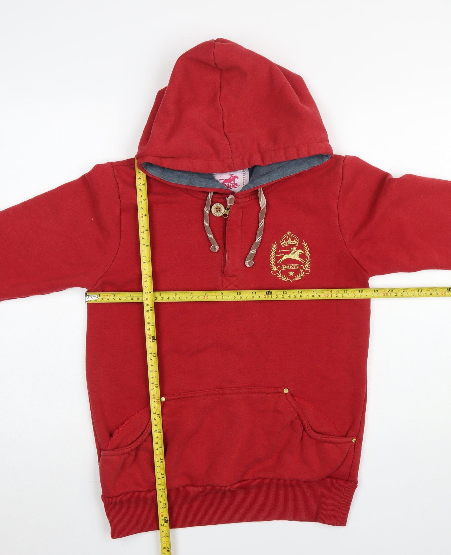 Womens UK Size XS Tottie Red Henley Hoodie
