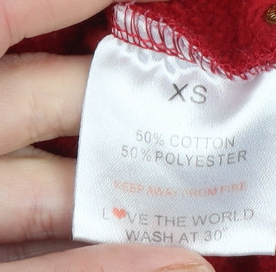 Womens UK Size XS Tottie Red Henley Hoodie