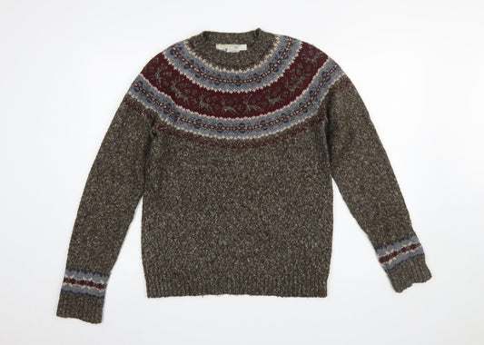 Mens UK Size S Topman Brown Pullover Jumper