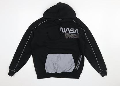 Mens UK Size S Pull&Bear Black Pullover Hoodie