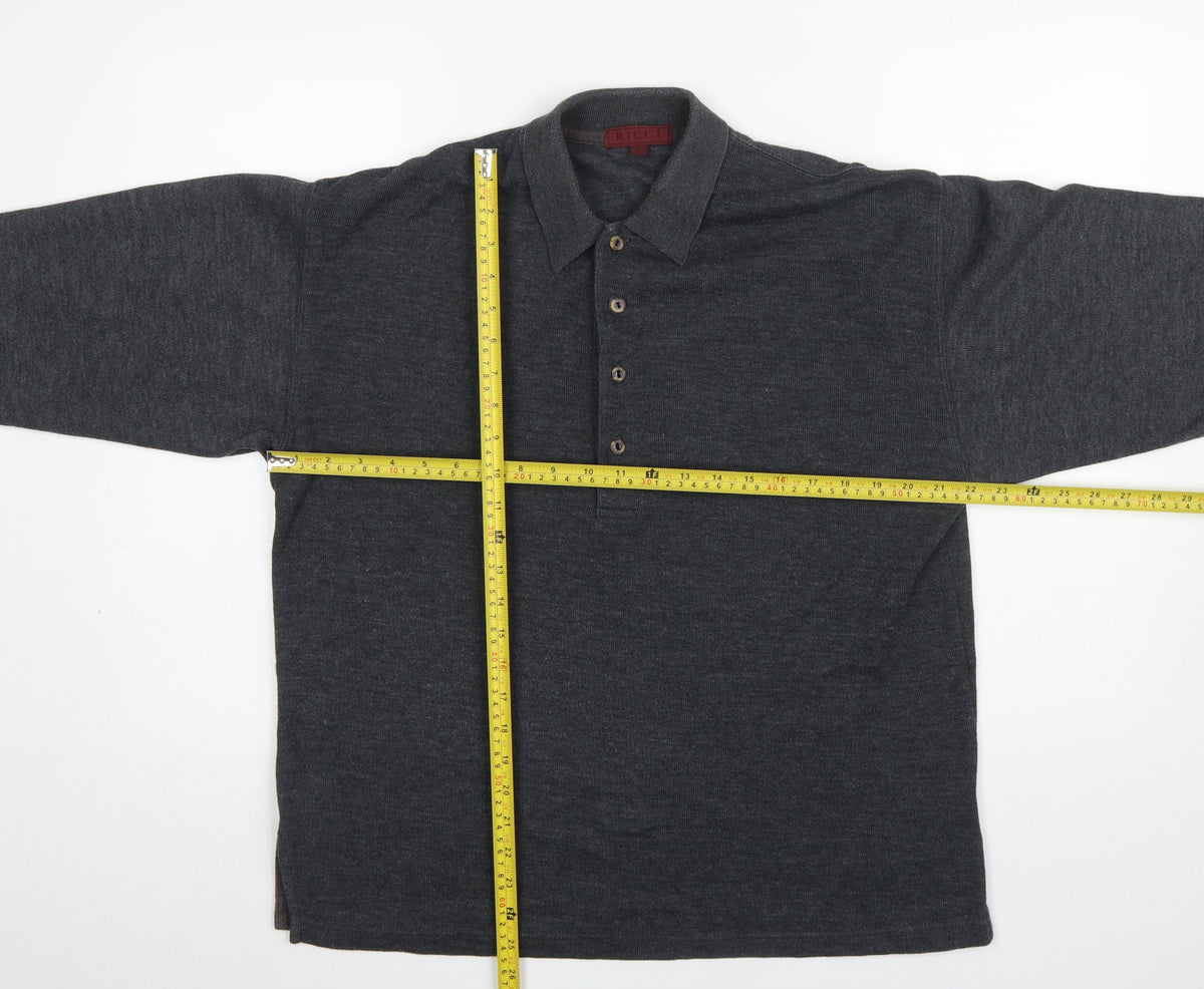 Mens UK Size M Ricci Grey Henley Jumper