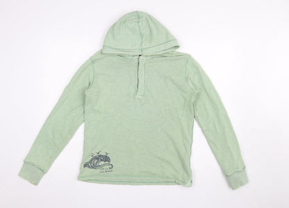 Boys UK Size 12-13 Years Fat Face Green Henley Hoodie