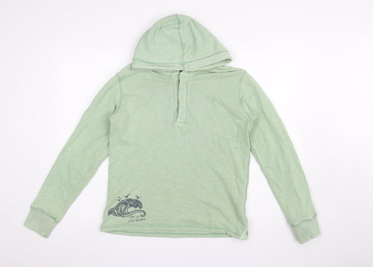 Boys UK Size 12-13 Years Fat Face Green Henley Hoodie