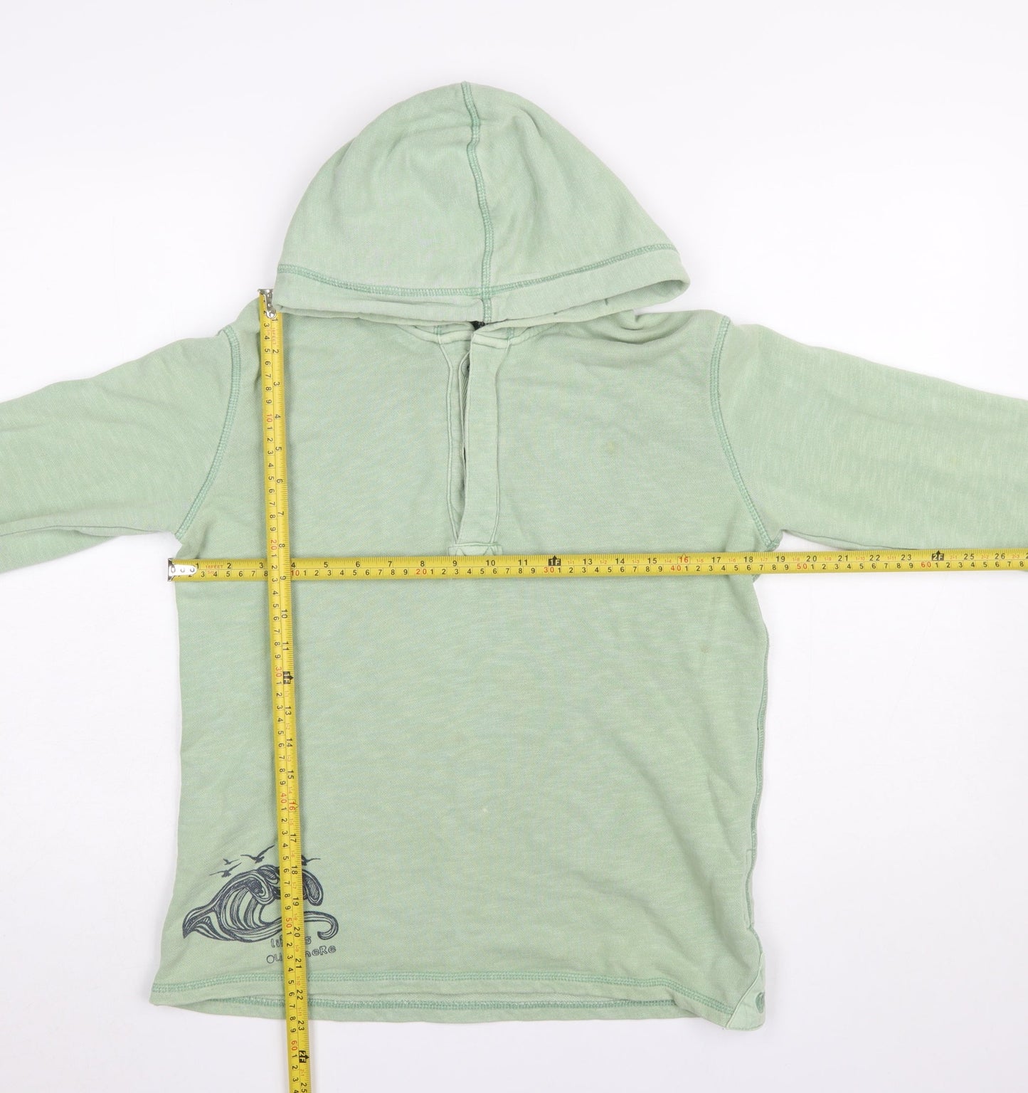 Boys UK Size 12-13 Years Fat Face Green Henley Hoodie