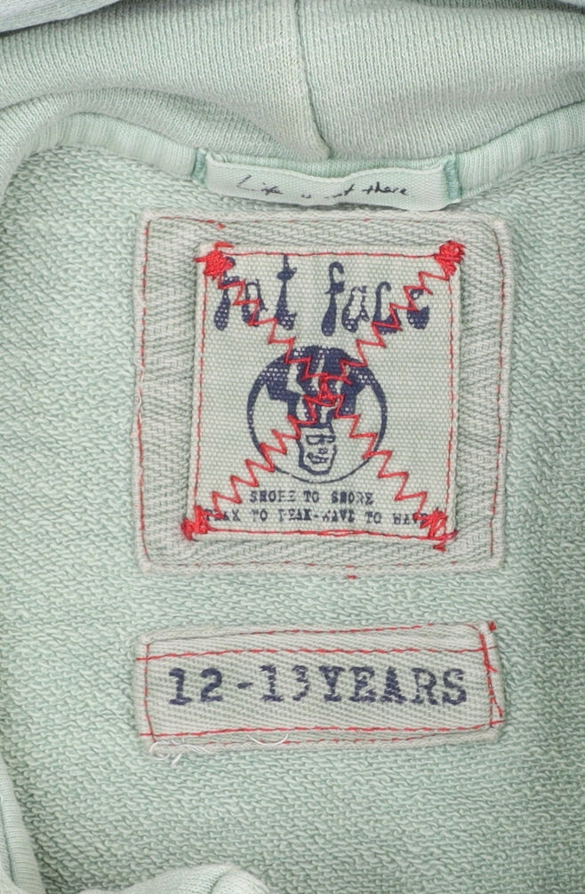 Boys UK Size 12-13 Years Fat Face Green Henley Hoodie