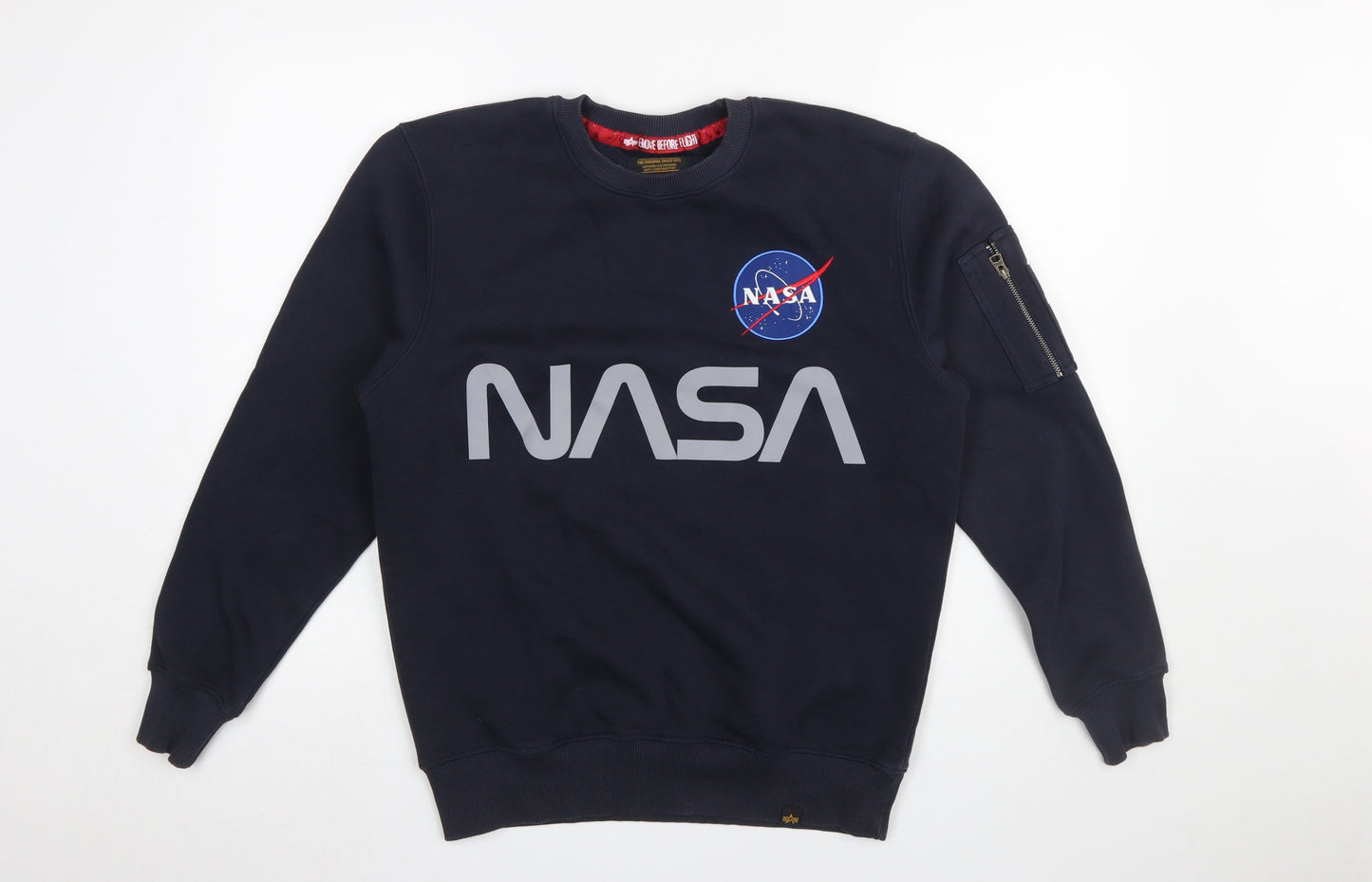 Mens UK Size S Alpha Industries Blue Pullover Sweatshirt