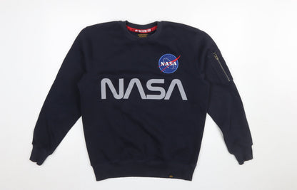 Mens UK Size S Alpha Industries Blue Pullover Sweatshirt