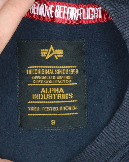Mens UK Size S Alpha Industries Blue Pullover Sweatshirt