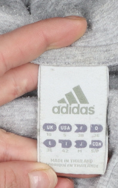 Womens UK Size 10 adidas Grey Pullover Hoodie