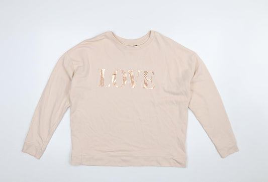 Womens UK Size S New Look Beige Pullover Sweatshirt