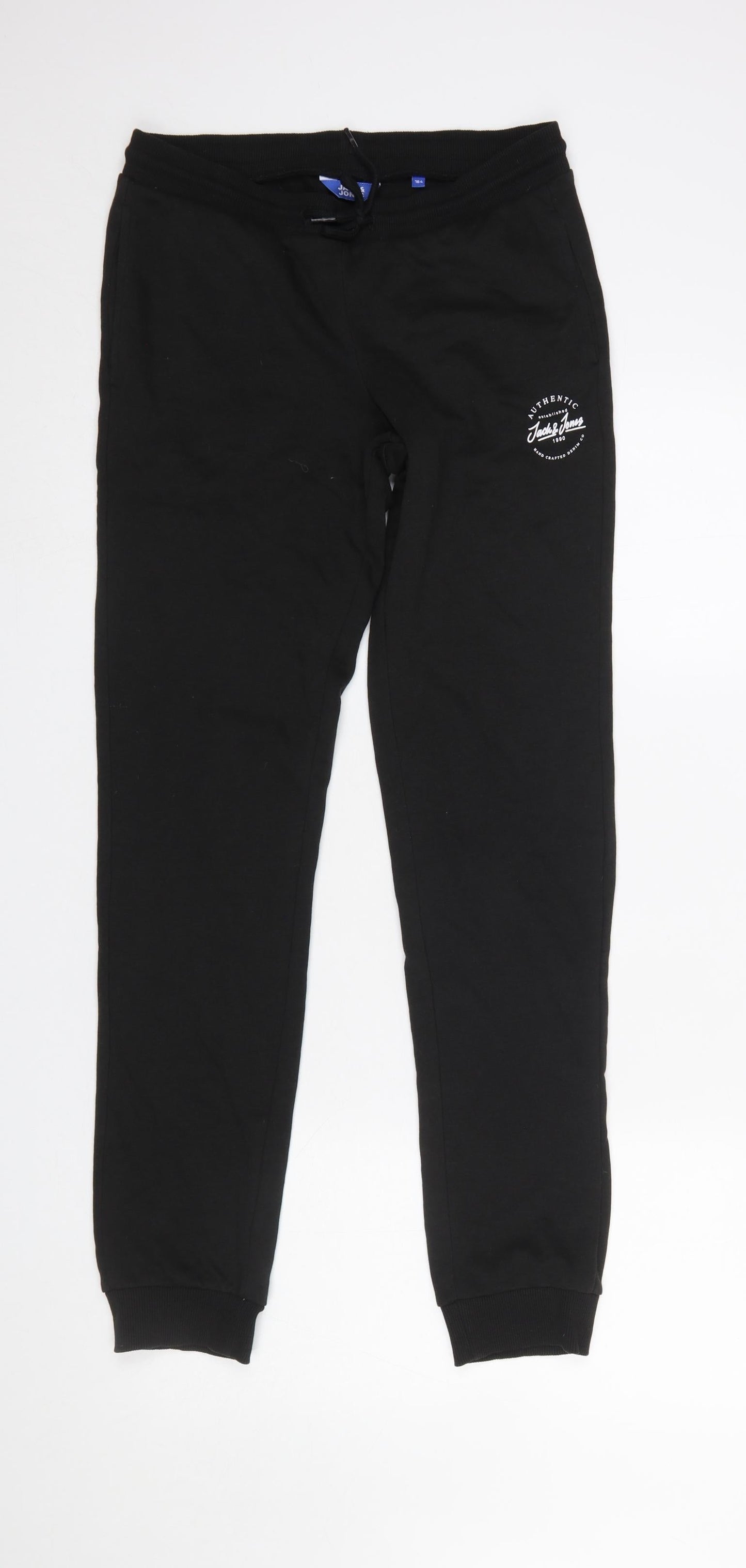 Boys UK Size 164 JACK & JONES Regular Fit Jogger Black Trousers
