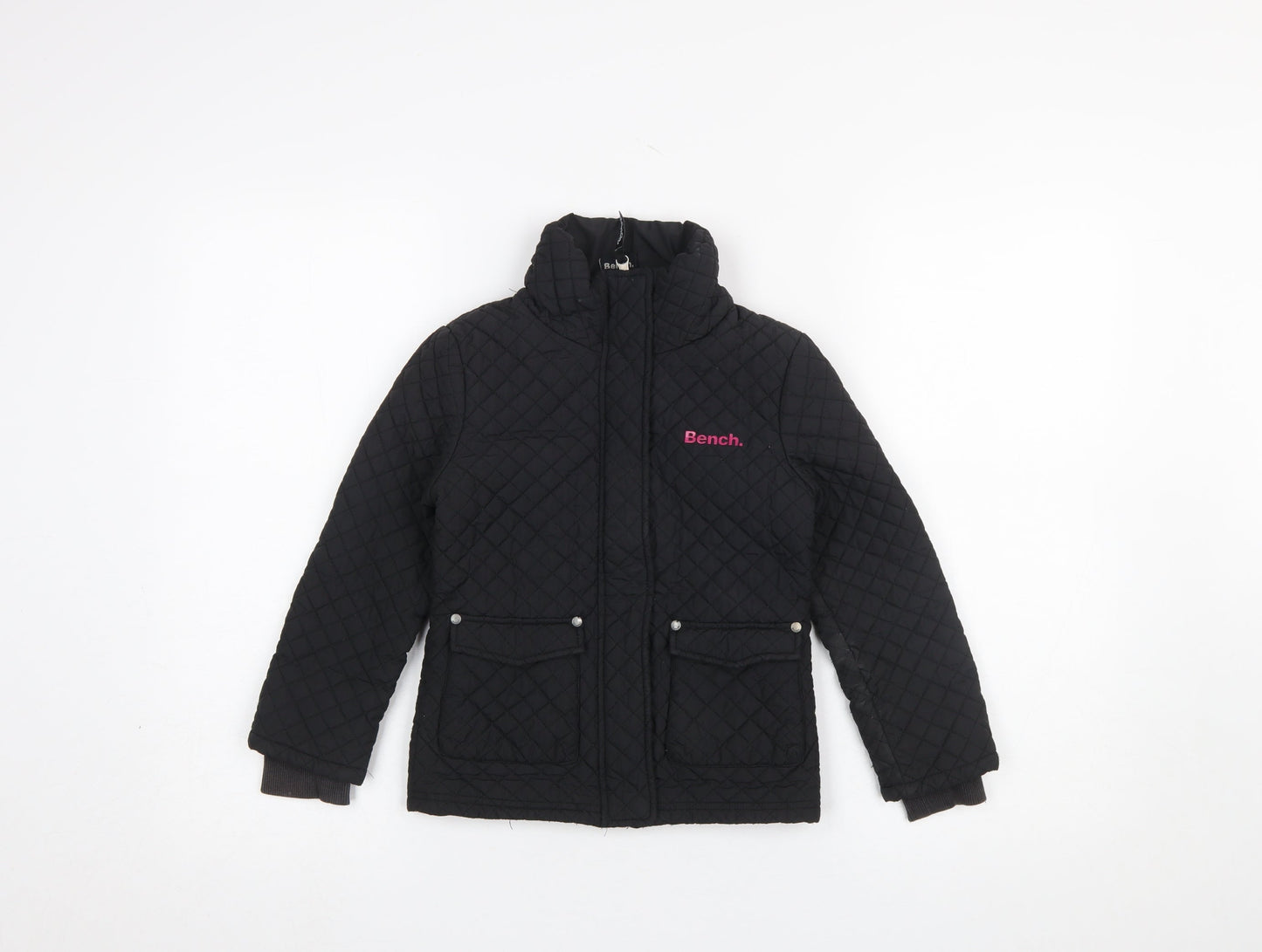 Girls UK Size 5-6 Years Bench Black Quilted Coat