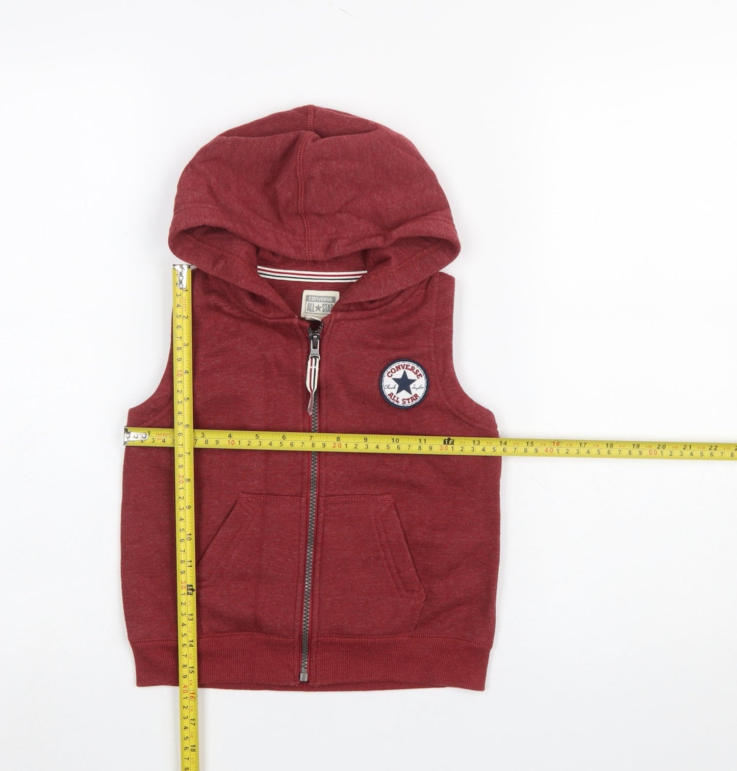 Boys UK Size 3-4 Years Converse Red Vest Hoodie