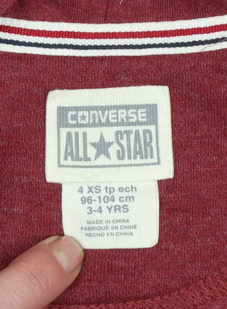 Boys UK Size 3-4 Years Converse Red Vest Hoodie