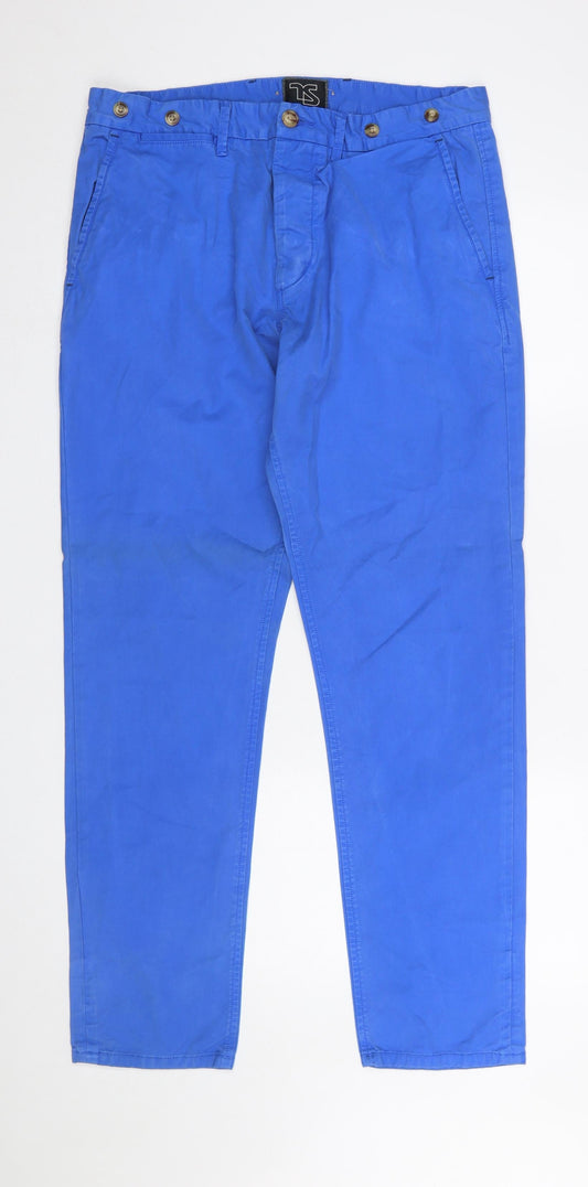 Womens UK Size One Size Twisted Soul Relaxed Fit Chino Blue Trousers