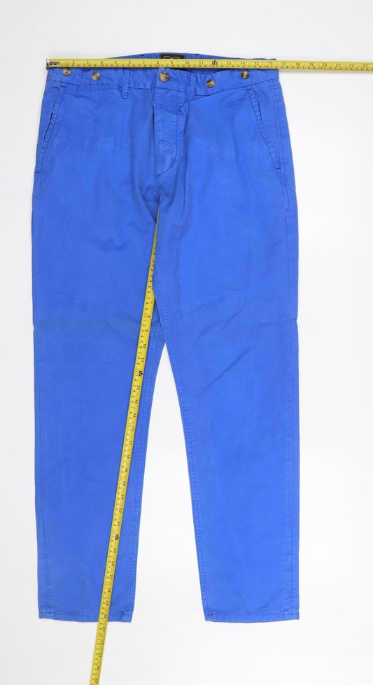 Womens UK Size One Size Twisted Soul Relaxed Fit Chino Blue Trousers