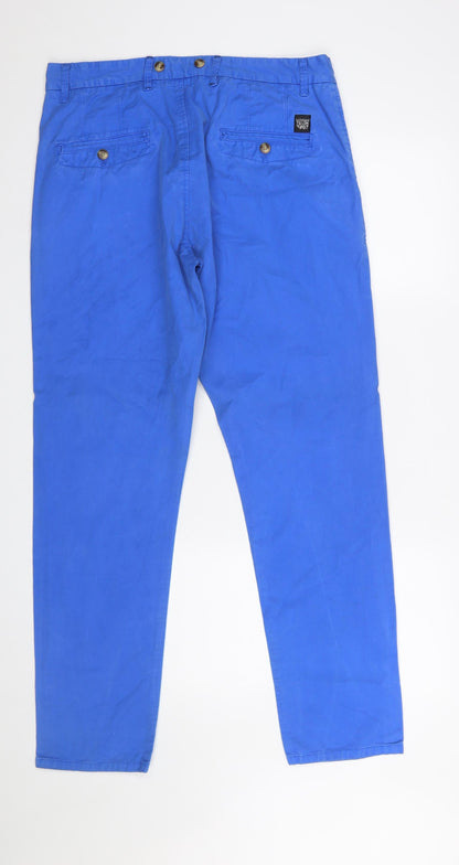 Womens UK Size One Size Twisted Soul Relaxed Fit Chino Blue Trousers