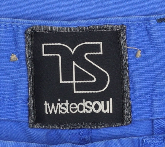 Womens UK Size One Size Twisted Soul Relaxed Fit Chino Blue Trousers
