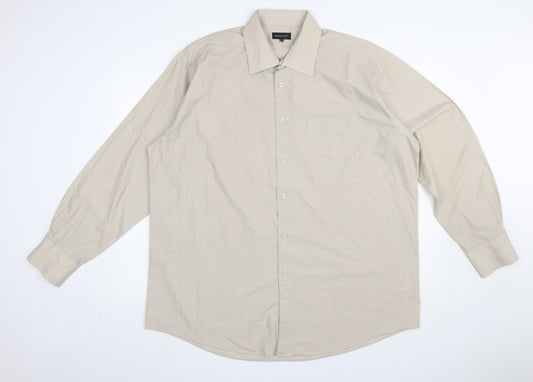 Cedarwood State Men's Beige Long Sleeve Classic Fit Button-Up Shirt 17.5in