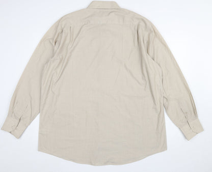 Cedarwood State Men's Beige Long Sleeve Classic Fit Button-Up Shirt 17.5in