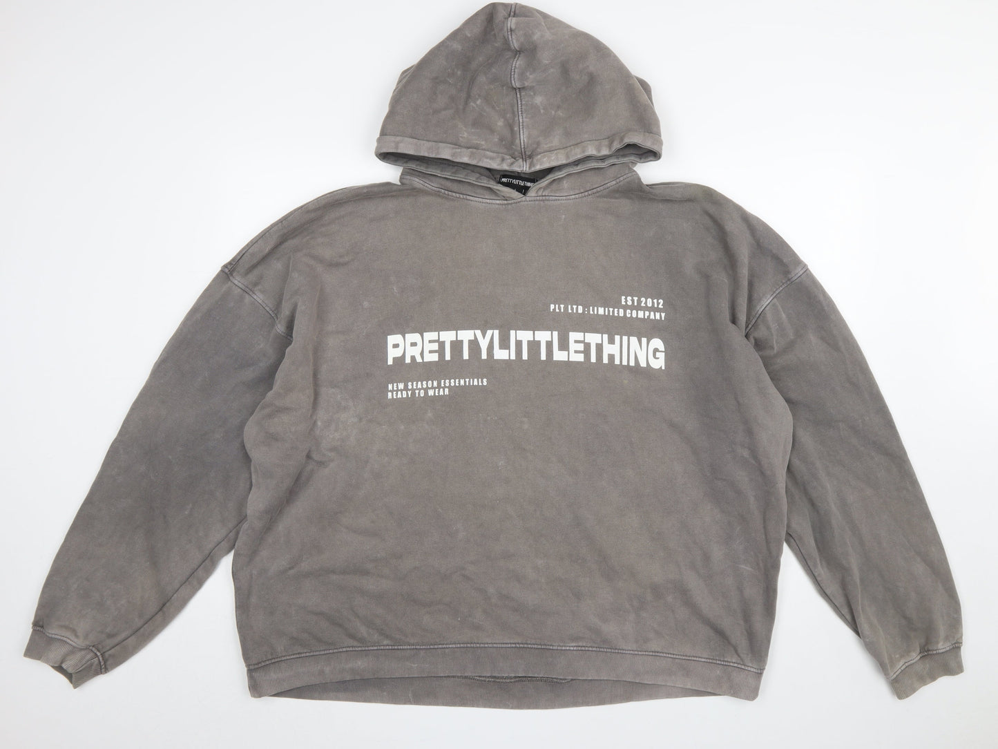 Womens UK Size L PRETTYLITTLETHING Grey Pullover Hoodie