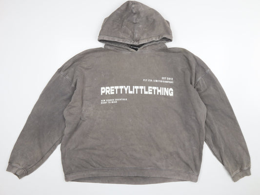 Womens UK Size L PRETTYLITTLETHING Grey Pullover Hoodie