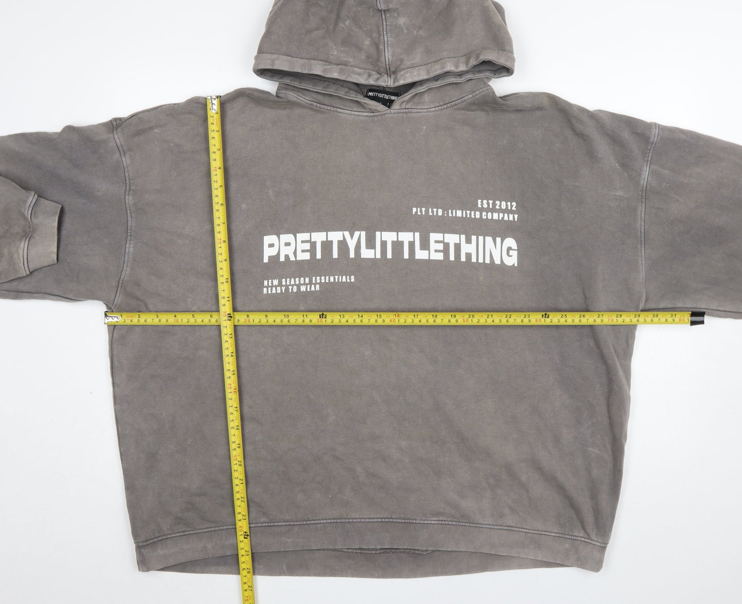Womens UK Size L PRETTYLITTLETHING Grey Pullover Hoodie
