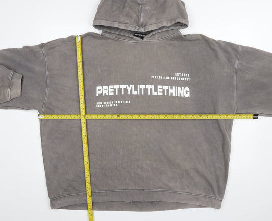 Womens UK Size L PRETTYLITTLETHING Grey Pullover Hoodie