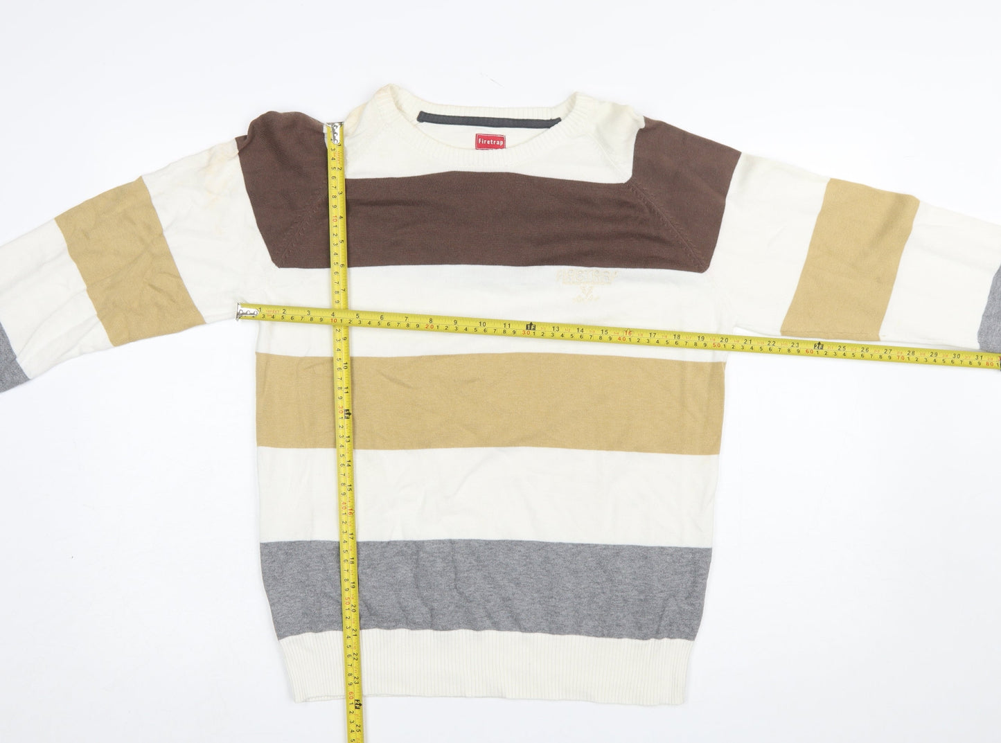 Mens UK Size L Firetrap Multicoloured Pullover Jumper