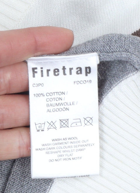 Mens UK Size L Firetrap Multicoloured Pullover Jumper