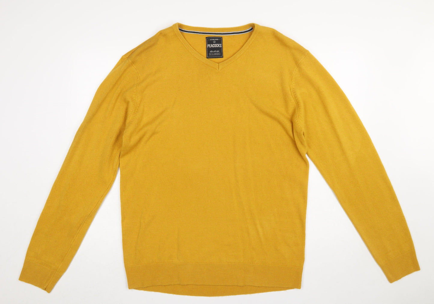 Mens UK Size XL Peacocks Yellow Pullover Jumper