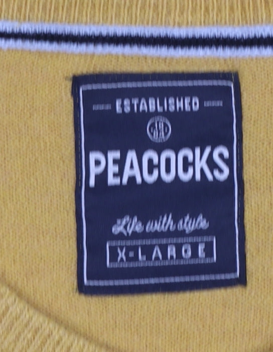 Mens UK Size XL Peacocks Yellow Pullover Jumper