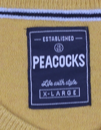 Mens UK Size XL Peacocks Yellow Pullover Jumper
