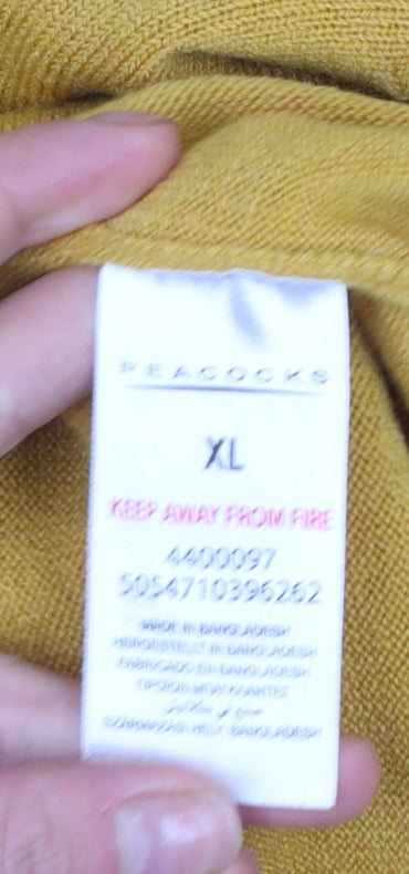Mens UK Size XL Peacocks Yellow Pullover Jumper
