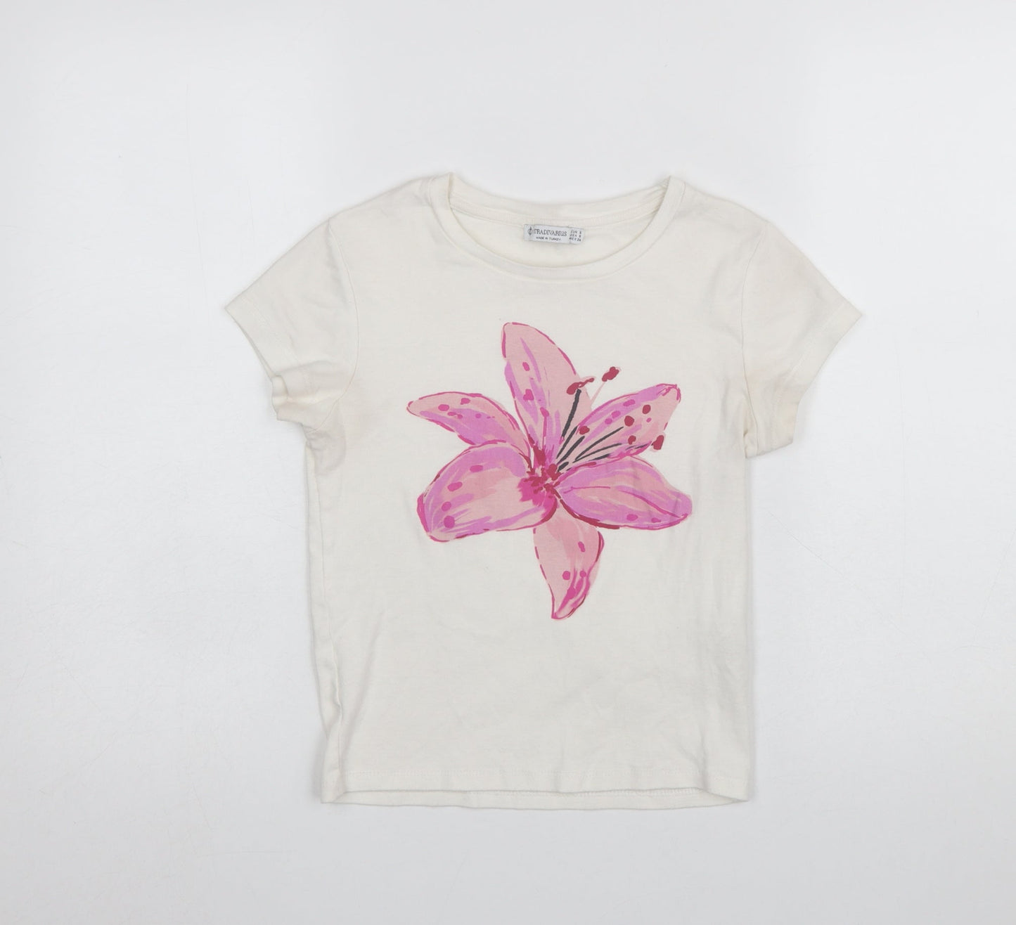 Womens UK Size 8 Stradivarius Ivory Basic T-Shirt