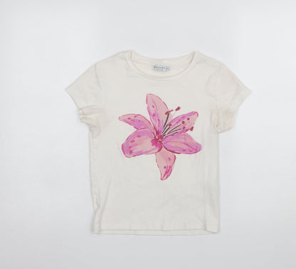 Womens UK Size 8 Stradivarius Ivory Basic T-Shirt