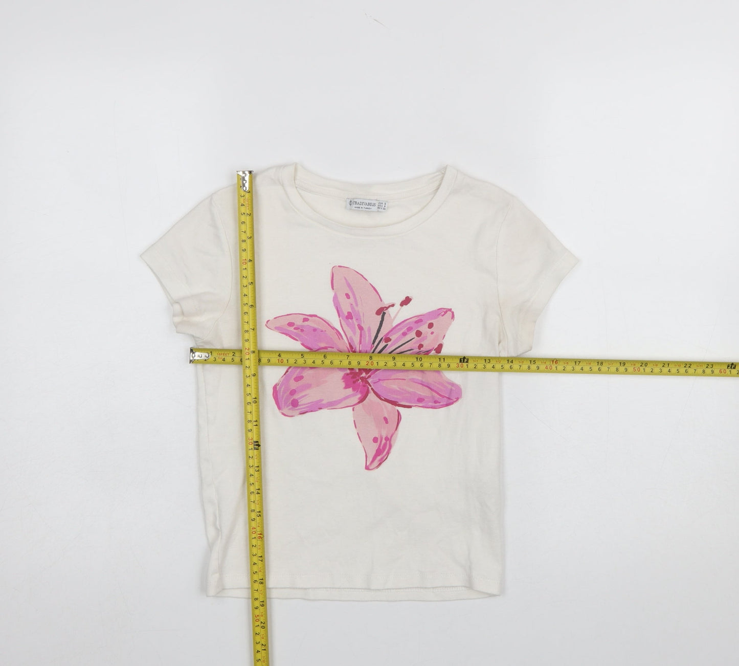 Womens UK Size 8 Stradivarius Ivory Basic T-Shirt