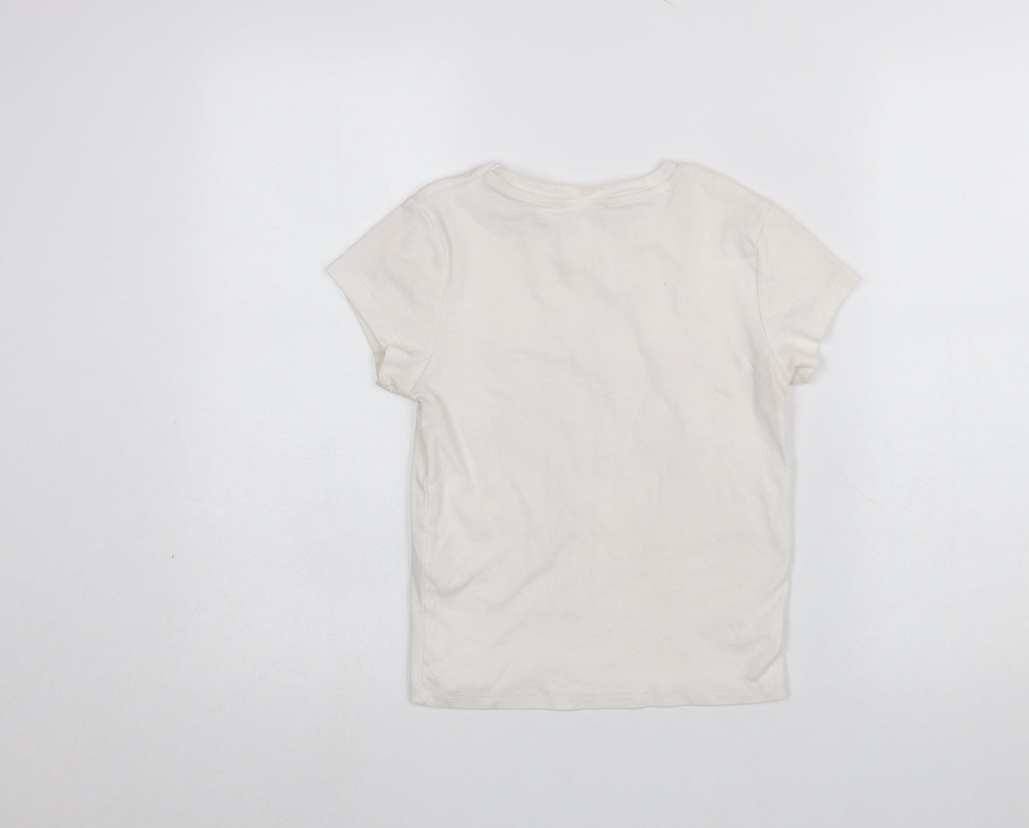 Womens UK Size 8 Stradivarius Ivory Basic T-Shirt