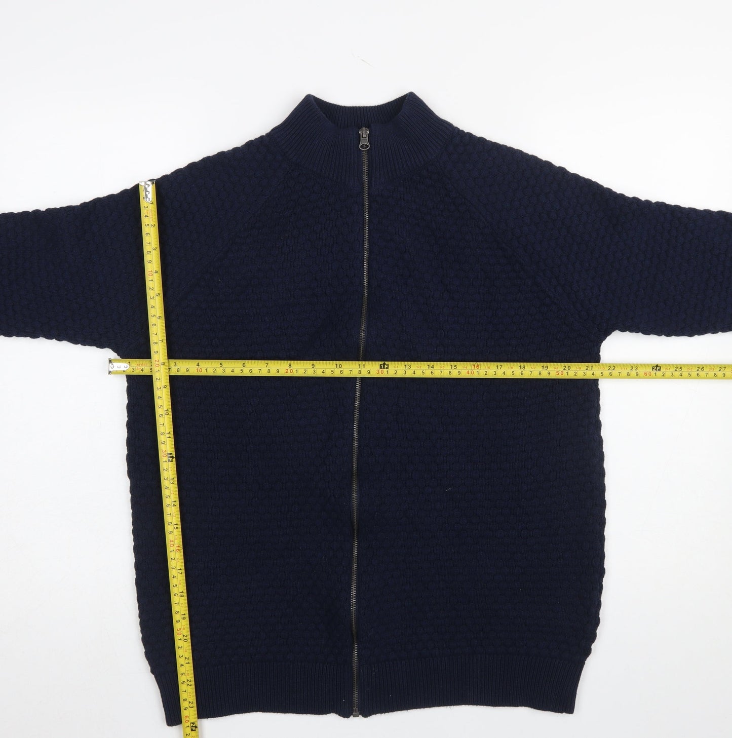 Mens UK Size L Livergy Blue Full Zip Jumper