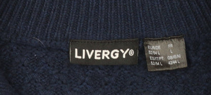 Mens UK Size L Livergy Blue Full Zip Jumper