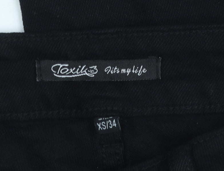 Womens UK Size XS Toxik3 Slim Fit Skinny Black Jeans