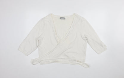 Womens UK Size L Wallis Ivory Wrap Jumper