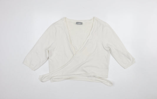 Womens UK Size L Wallis Ivory Wrap Jumper