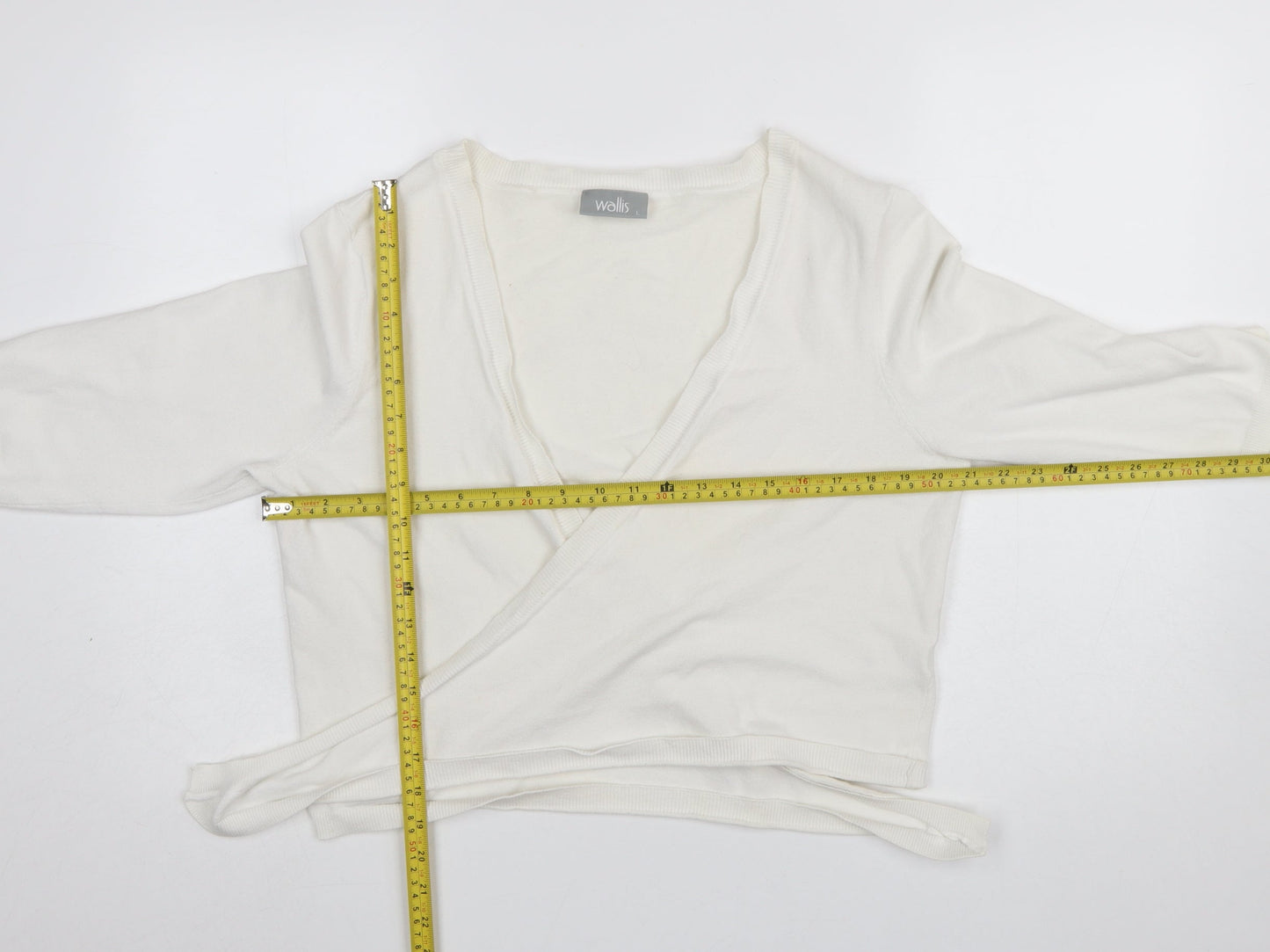 Womens UK Size L Wallis Ivory Wrap Jumper