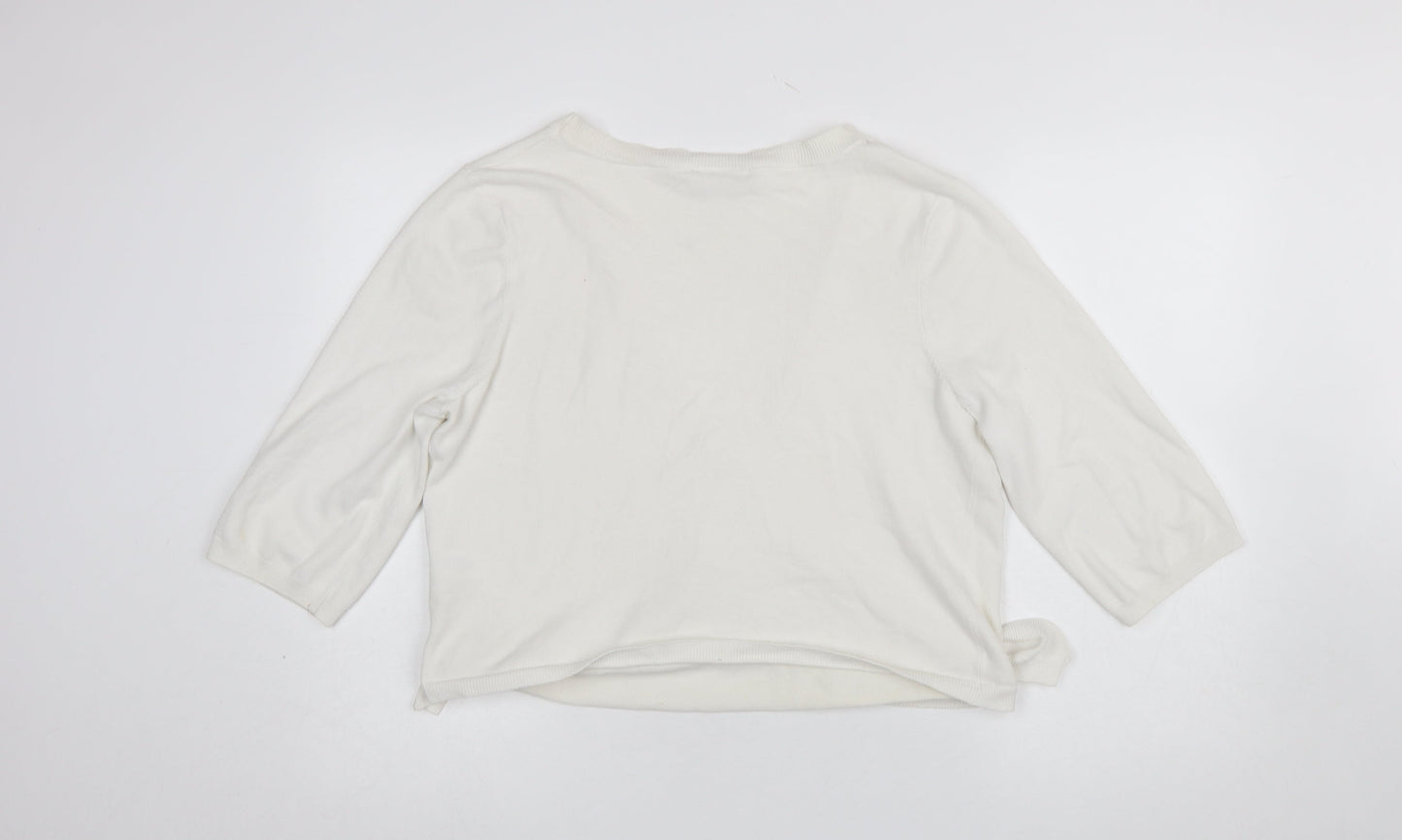 Womens UK Size L Wallis Ivory Wrap Jumper