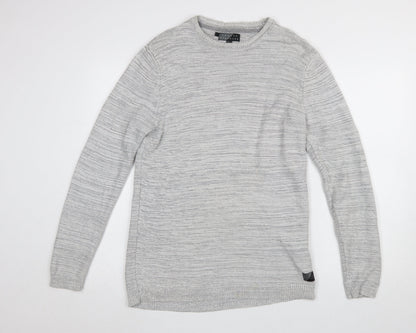 Broken Standard Men's Grey Cotton Crew Neck Pullover Jumper M