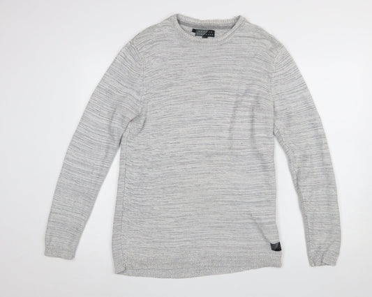 Broken Standard Men's Grey Cotton Crew Neck Pullover Jumper M