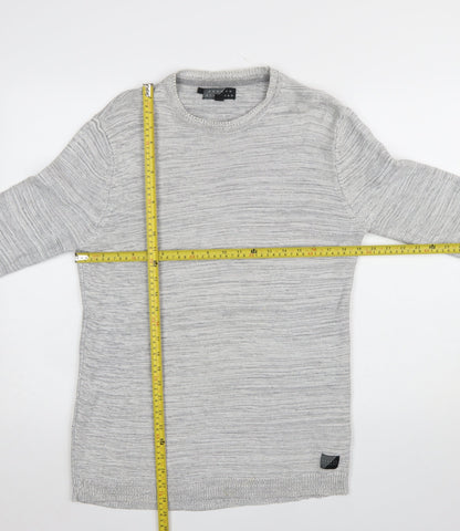 Broken Standard Men's Grey Cotton Crew Neck Pullover Jumper M