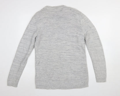 Broken Standard Men's Grey Cotton Crew Neck Pullover Jumper M